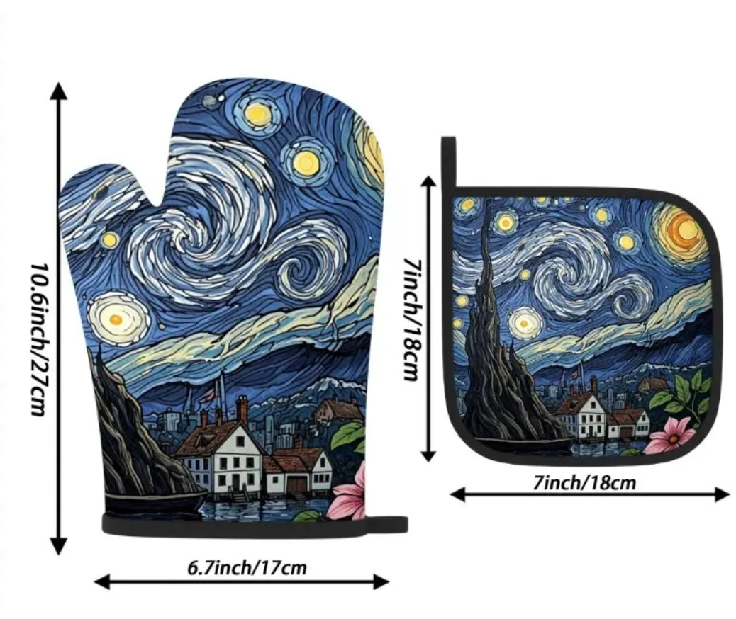 Van Gogh Inspired Oven Mit Set