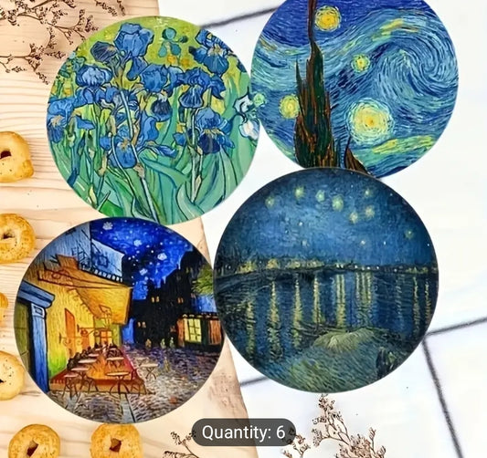 Van Gogh Inspired Wooded Coaster Set