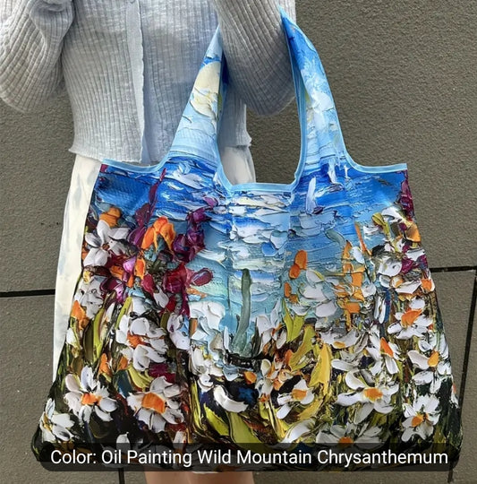 Floral Canvas Shopping Tote Bag