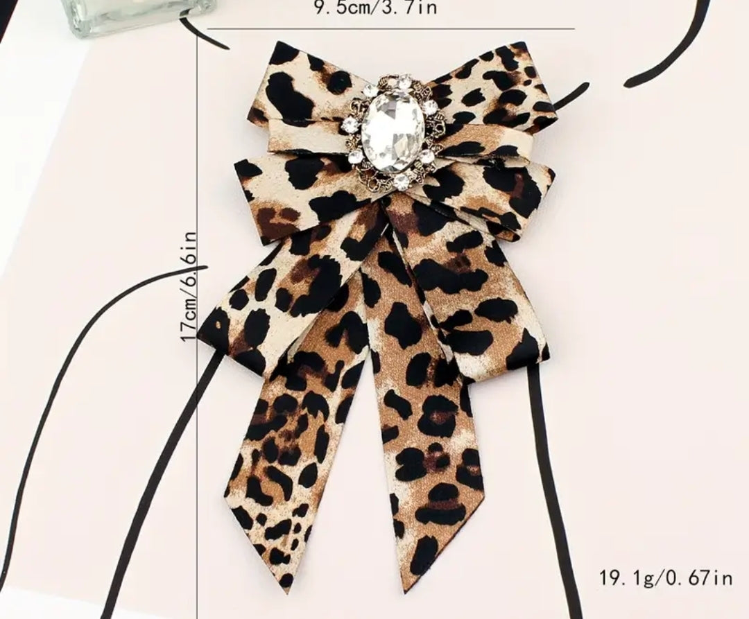 Leopard Vintage Bow Tie Broach