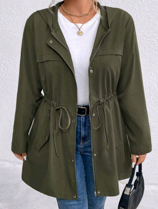 Army Green Drawstring Jacket