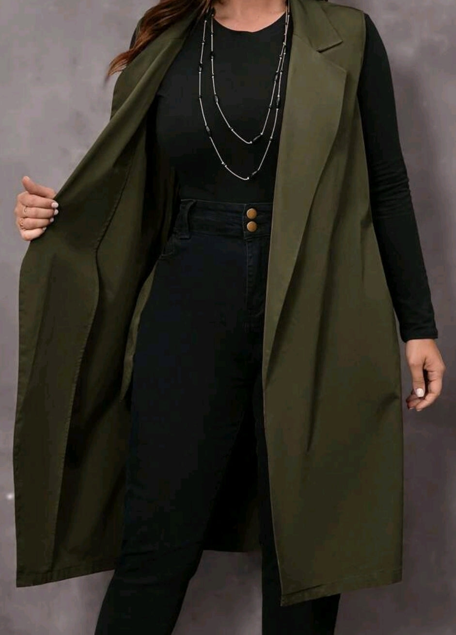 Army Green Sleeveless Coat