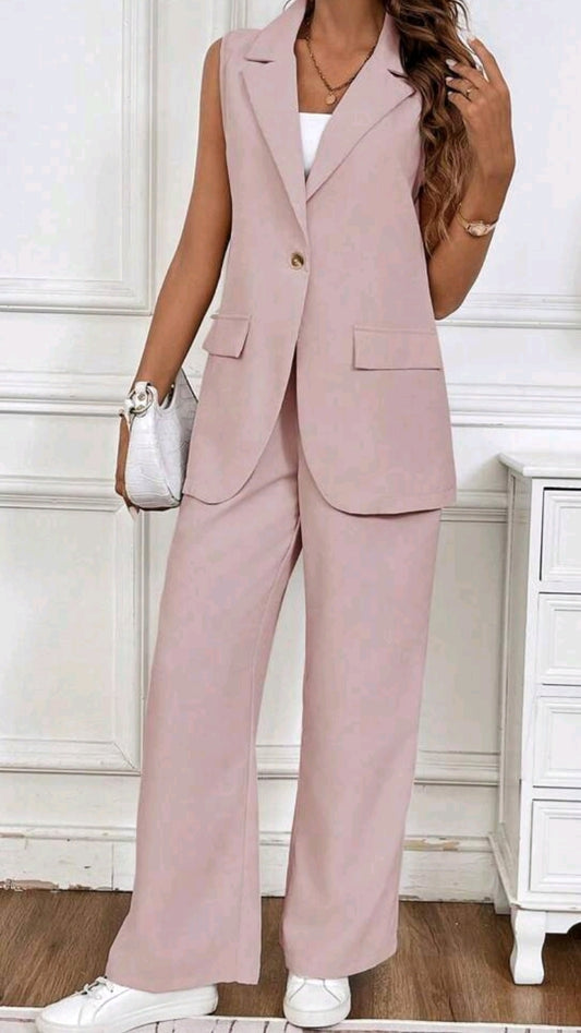 Dusty Rose Casual Vest and Slacks - Set